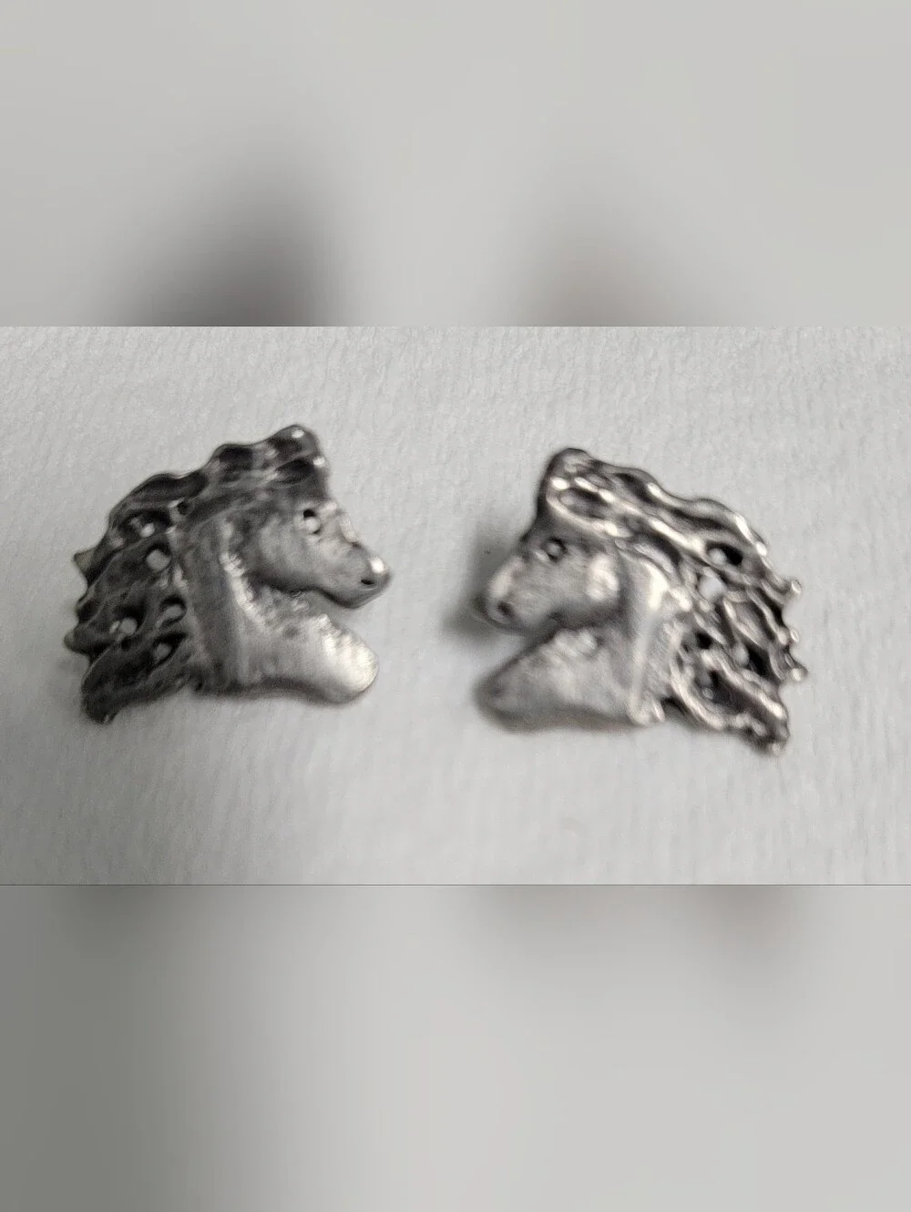 Vintage Silver Tone Horse Head Stud Earrings